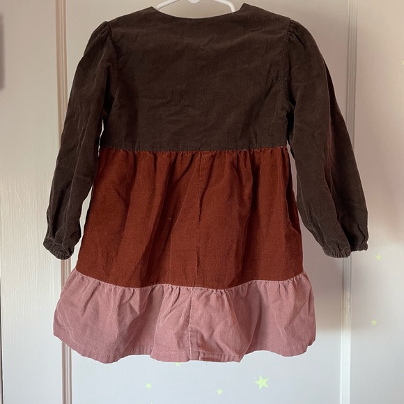 Earthtoned colourblock corduroy dress - Picture 2 of 2